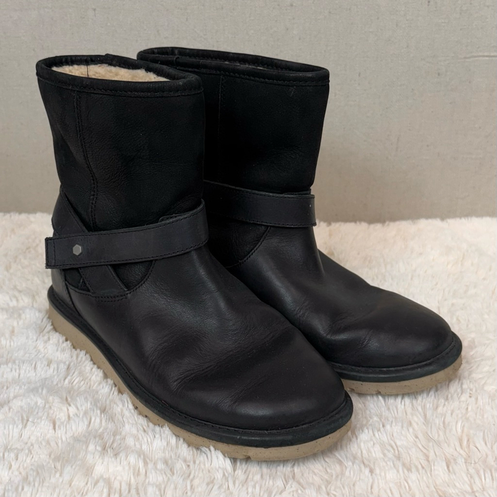 Ugg Anali black nubuck leather sherpa lined boots-7